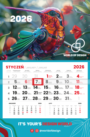 Kalendarz jednodzielny główka wypukła KAL-JEDNO-GL-WYP