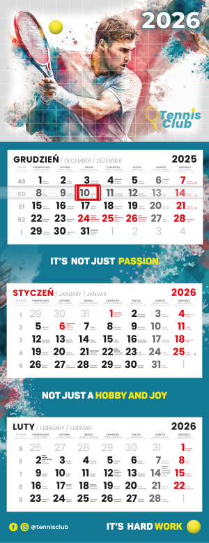 Kalendarz trójdzielny główka wypukła KAL-TROJ-GL-WYP