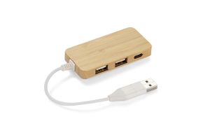 Rozdzielacz bambusowy HUB USB z wymienną wtyczką - RIVO P084825A AS-09170-17
