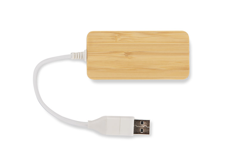 Rozdzielacz bambusowy HUB USB z wymienną wtyczką - RIVO P084825A