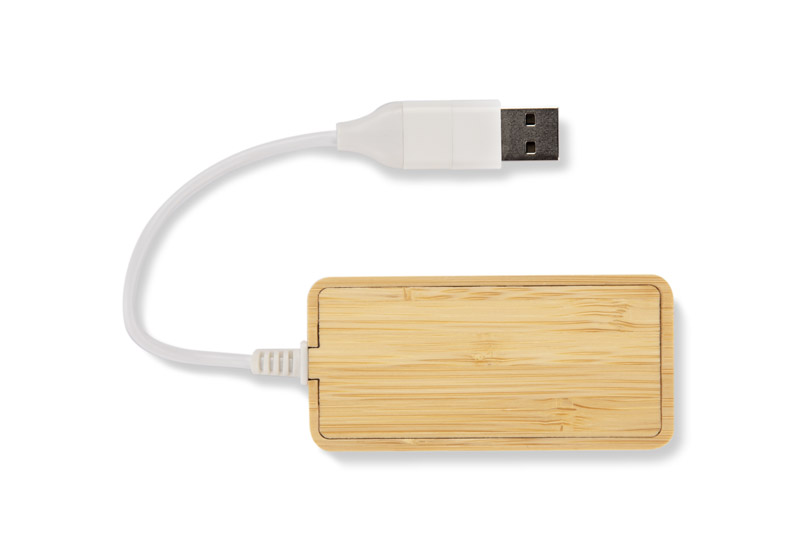 Rozdzielacz bambusowy HUB USB z wymienną wtyczką - RIVO P084825A