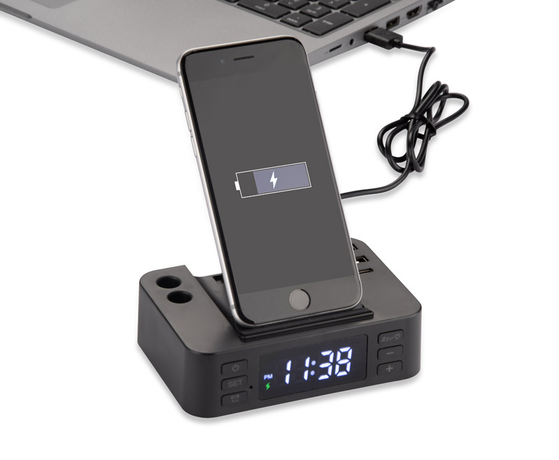 Budzik z ładowarką indukcyjną CLOCKI P101444A