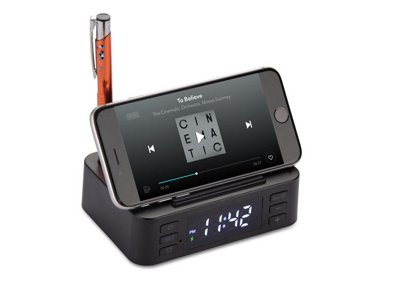 Budzik z ładowarką indukcyjną CLOCKI P101444A