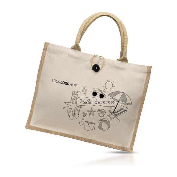 Jutowo-bawełniana torba z guzikiem / Jutecot P090751P