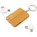 Reel chowany kabel do ładowania 6 w 1 w formie bambusowego breloka P076703C