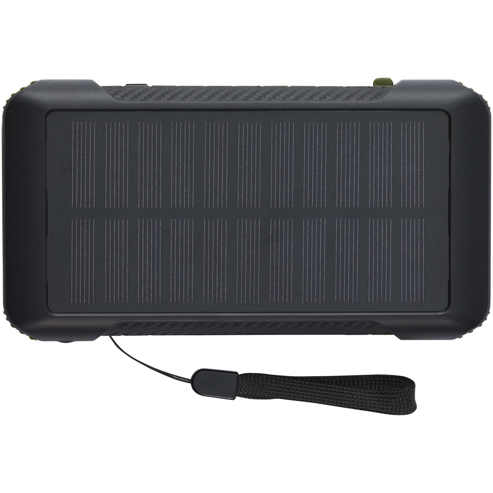 Soldy powerbank solarny o pojemności 10 000 mAh z dynamem wykonany z tworzyw sztucznych pochodzących z recyklingu z certyfika P076870C