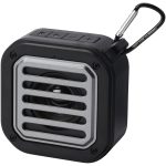 Solo plastikowy głośnik solarny Bluetooth® IPX5 o mocy 3 W z karabińczykiem wykonany z tworzywa pochodzącego z recyklingu z c P076871C