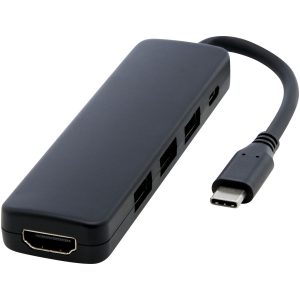 Loop adapter multimedialny USB 2.0-3.0 z portem HDMI wykonany z tworzyw sztucznych pochodzących z recyklingu z certyfikatem R P077181C PFC-12436890