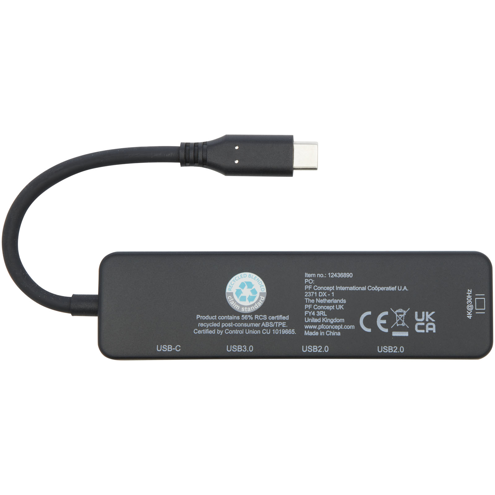 Loop adapter multimedialny USB 2.0-3.0 z portem HDMI wykonany z tworzyw sztucznych pochodzących z recyklingu z certyfikatem R P077181C