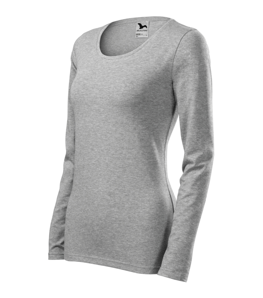 Koszulka damska Slim P026255F ciemnoszary melanż