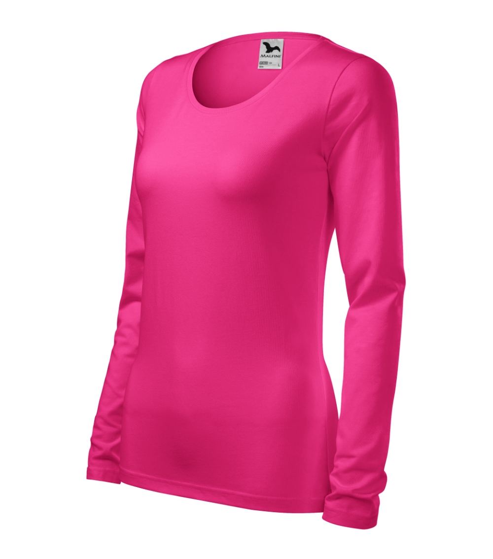 Koszulka damska Slim P026255F czerwień purpurowa