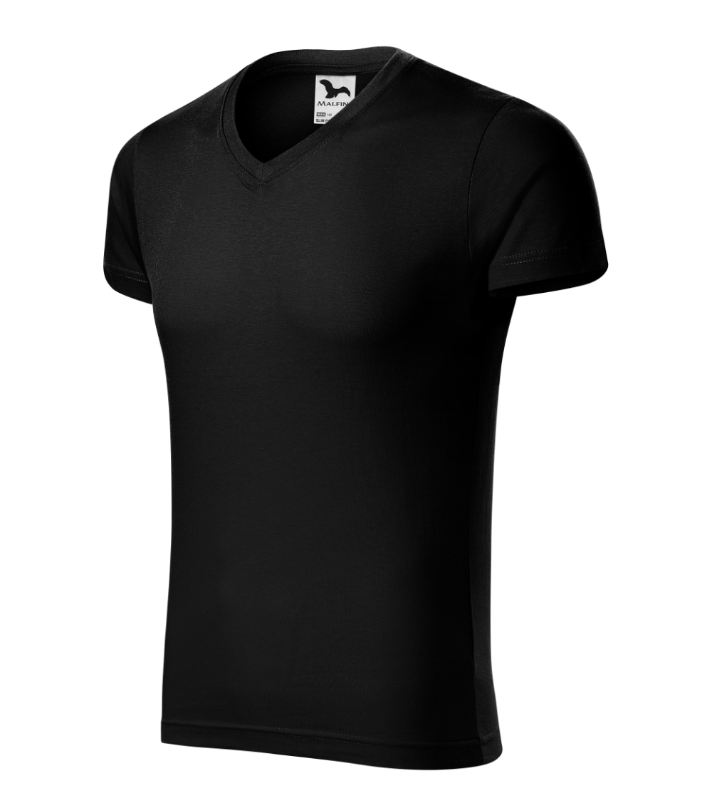 Koszulka męska Slim Fit V-neck P026426F czarny