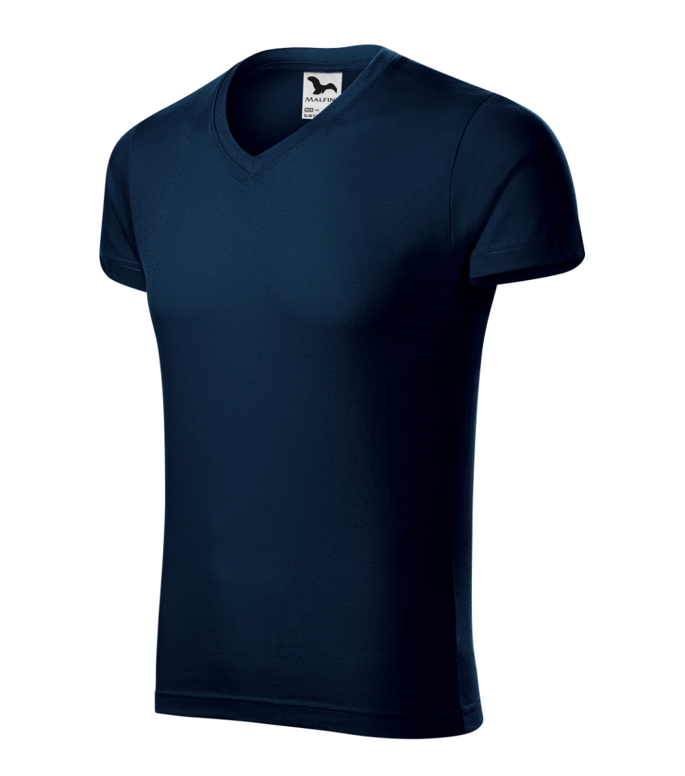 Koszulka męska Slim Fit V-neck P026426F granatowy