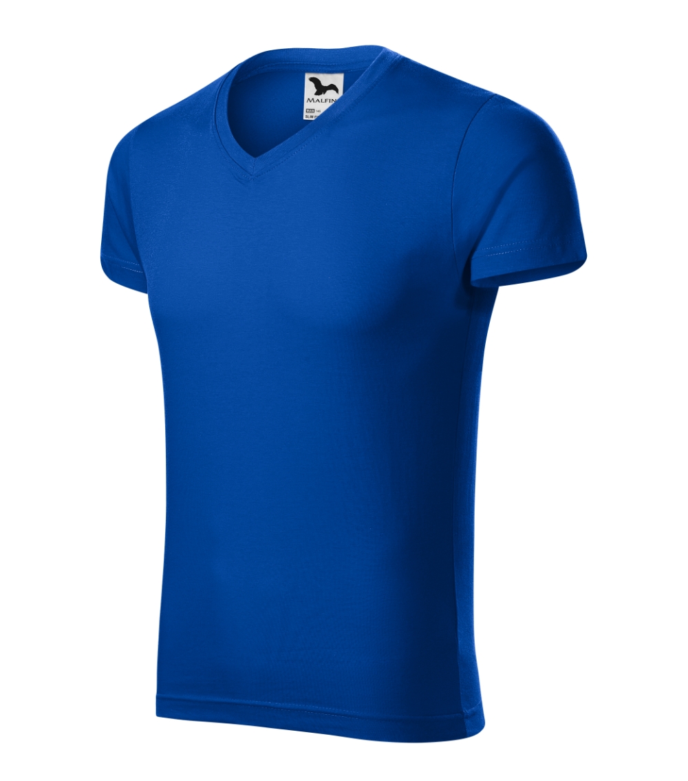 Koszulka męska Slim Fit V-neck P026426F chabrowy