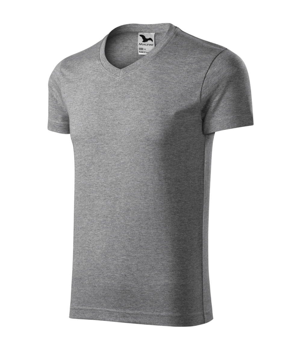 Koszulka męska Slim Fit V-neck P026426F ciemnoszary melanż
