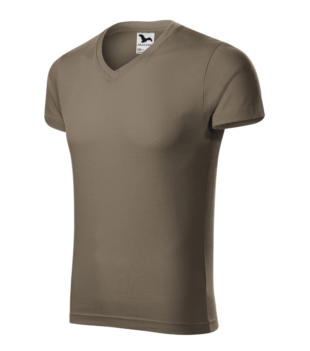 Koszulka męska Slim Fit V-neck P026426F army