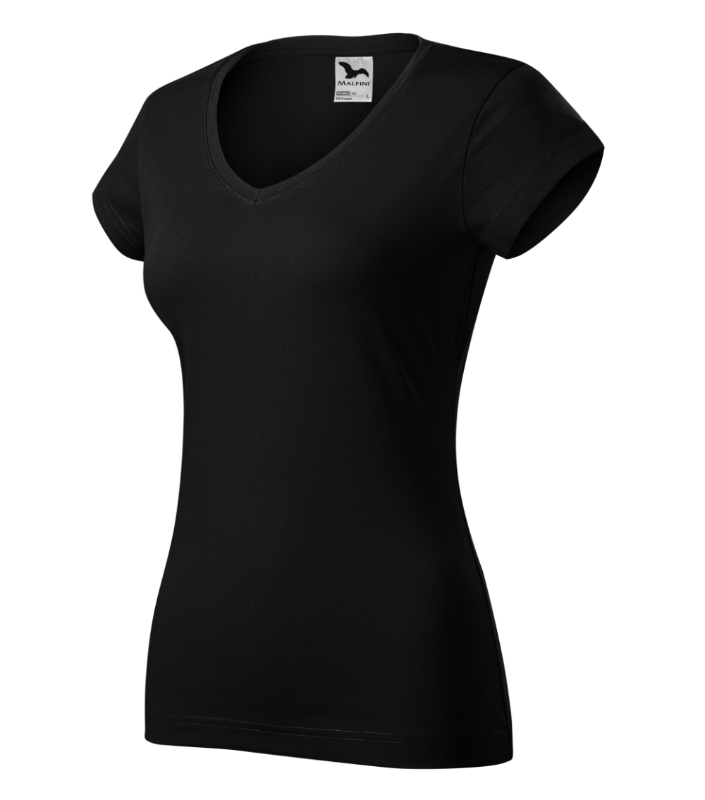 Koszulka damska Fit V-neck P025576F czarny