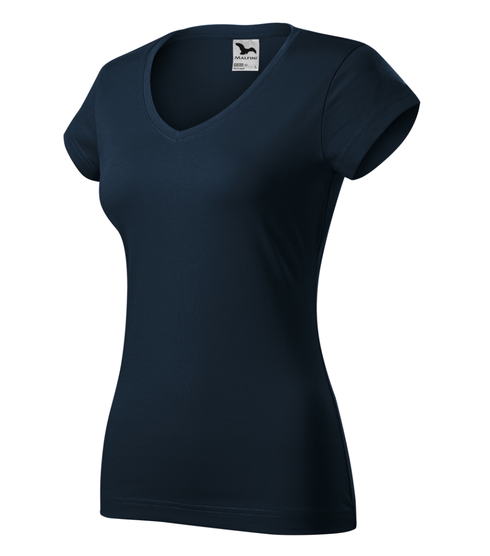 Koszulka damska Fit V-neck P025576F granatowy