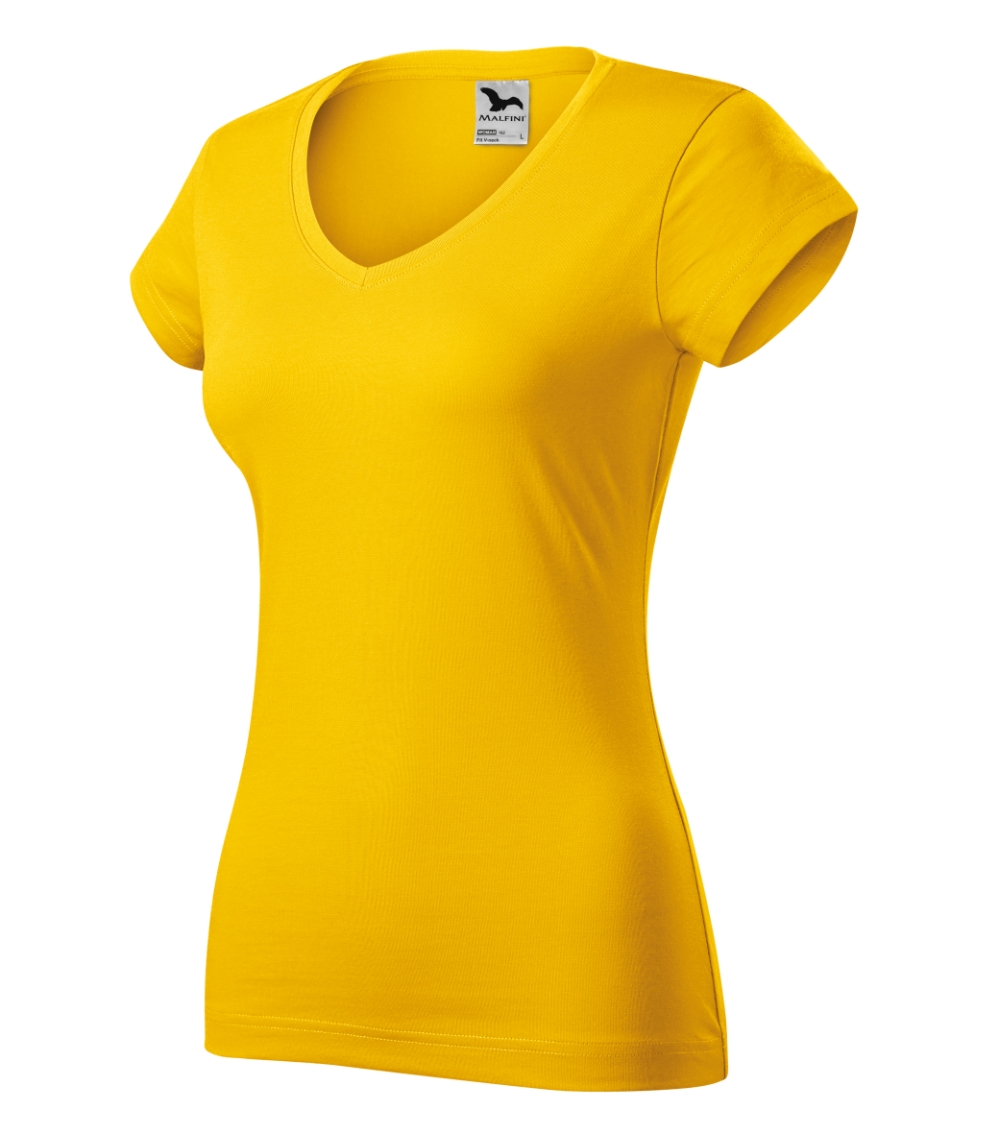 Koszulka damska Fit V-neck P025576F żółty