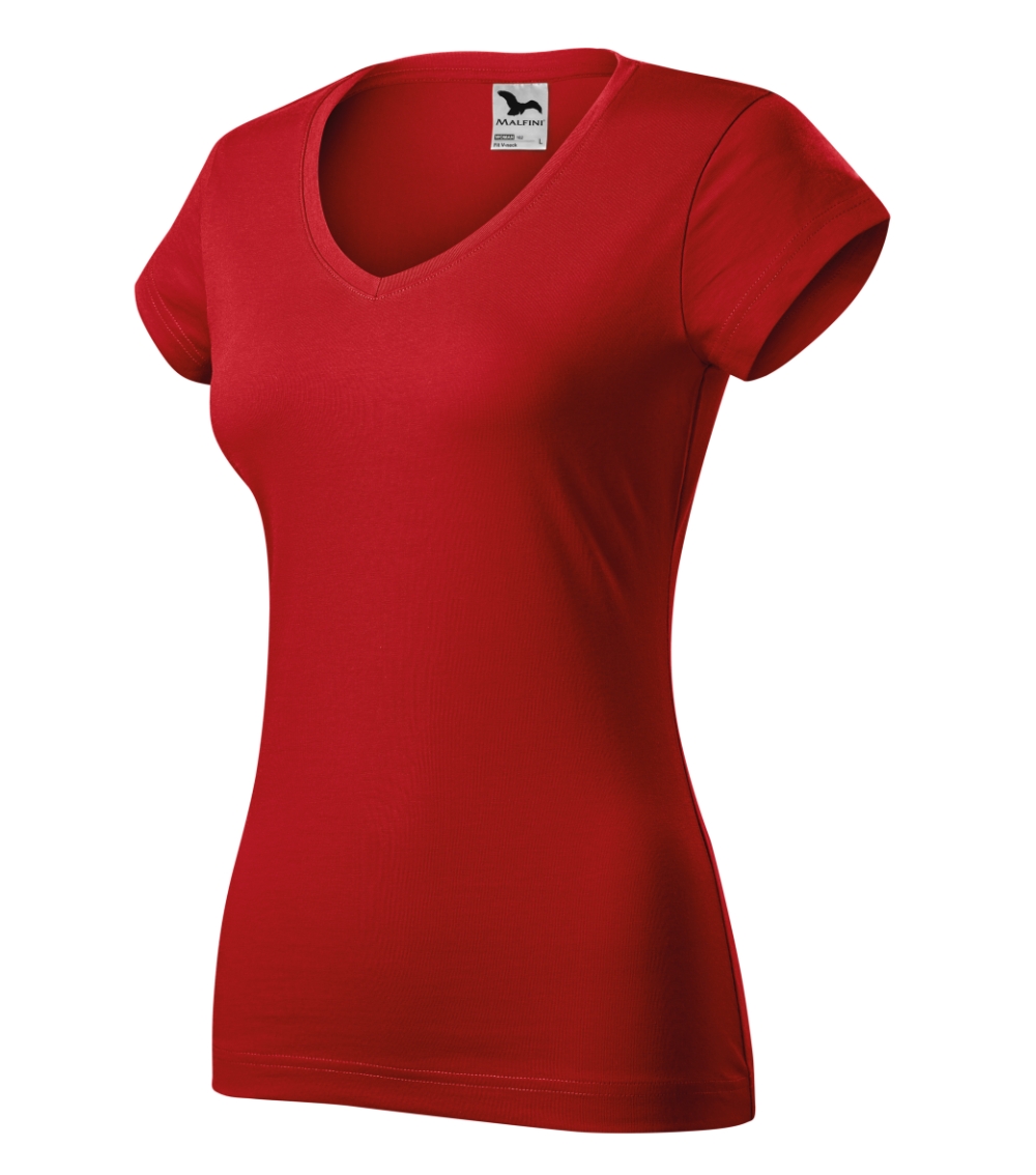 Koszulka damska Fit V-neck P025576F czerwony