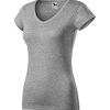 Koszulka damska Fit V-neck P025576F ciemnoszary melanż