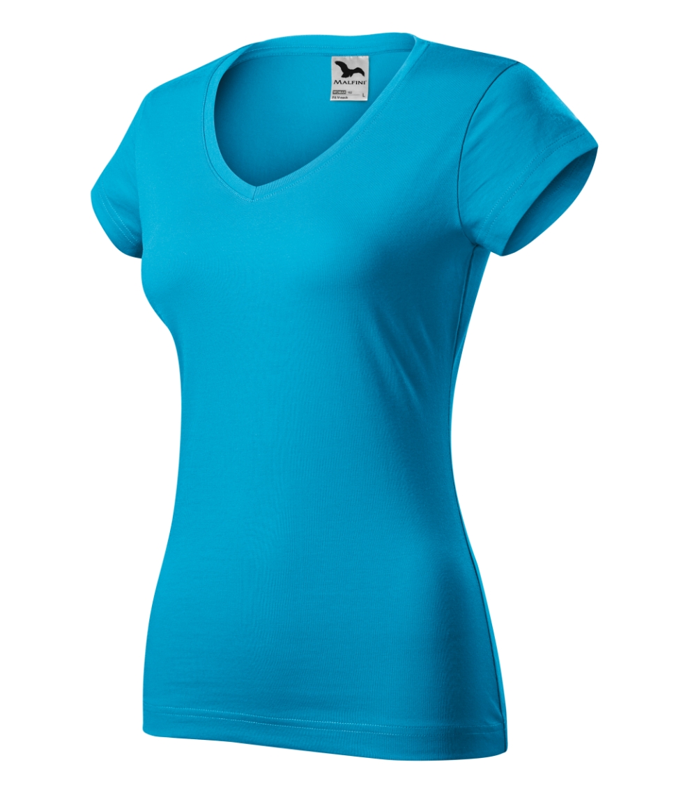 Koszulka damska Fit V-neck P025576F turkus