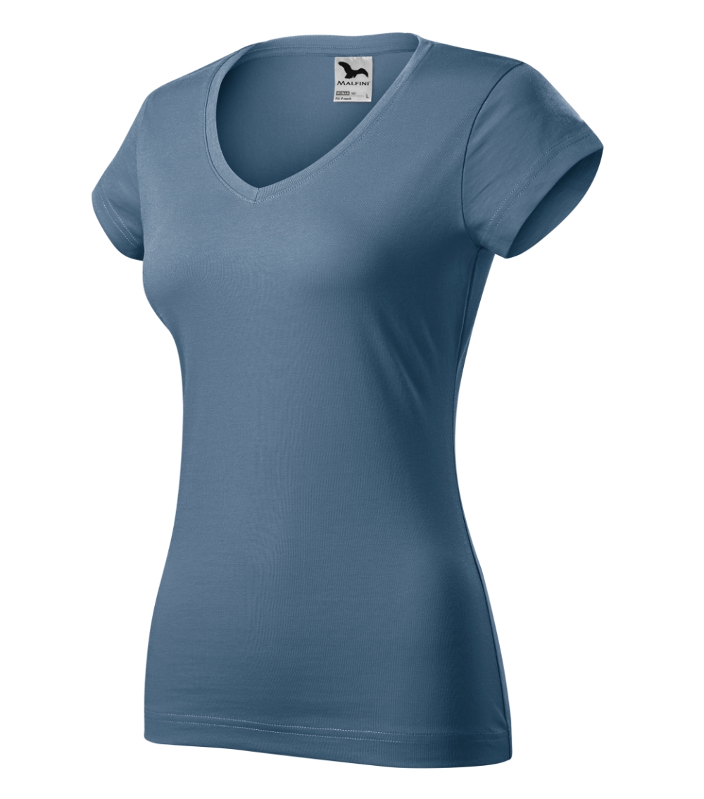Koszulka damska Fit V-neck P025576F denim