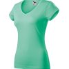 Koszulka damska Fit V-neck P025576F miętowy