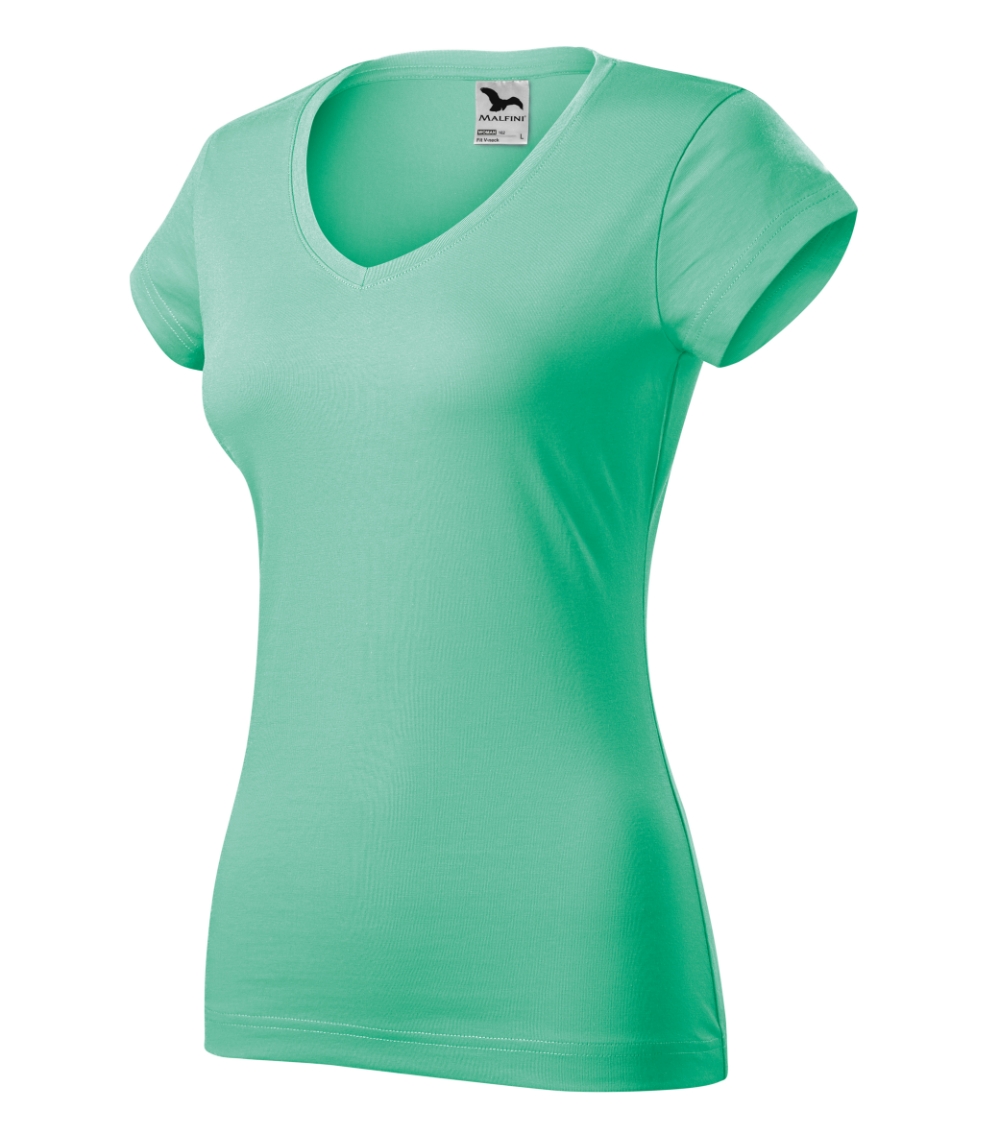 Koszulka damska Fit V-neck P025576F miętowy