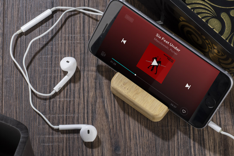 Bambusowy stojak na telefon TILE P002289A