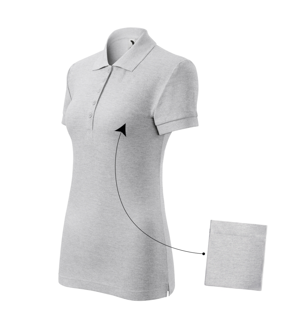 Koszulka polo damska Cotton P026103F jasnoszary melanż