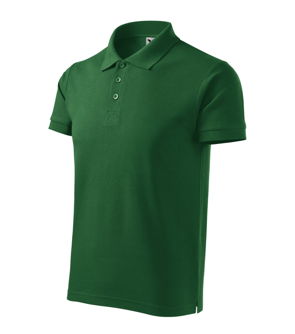 Koszulka polo męska Cotton Heavy P024091F zieleń butelkowa