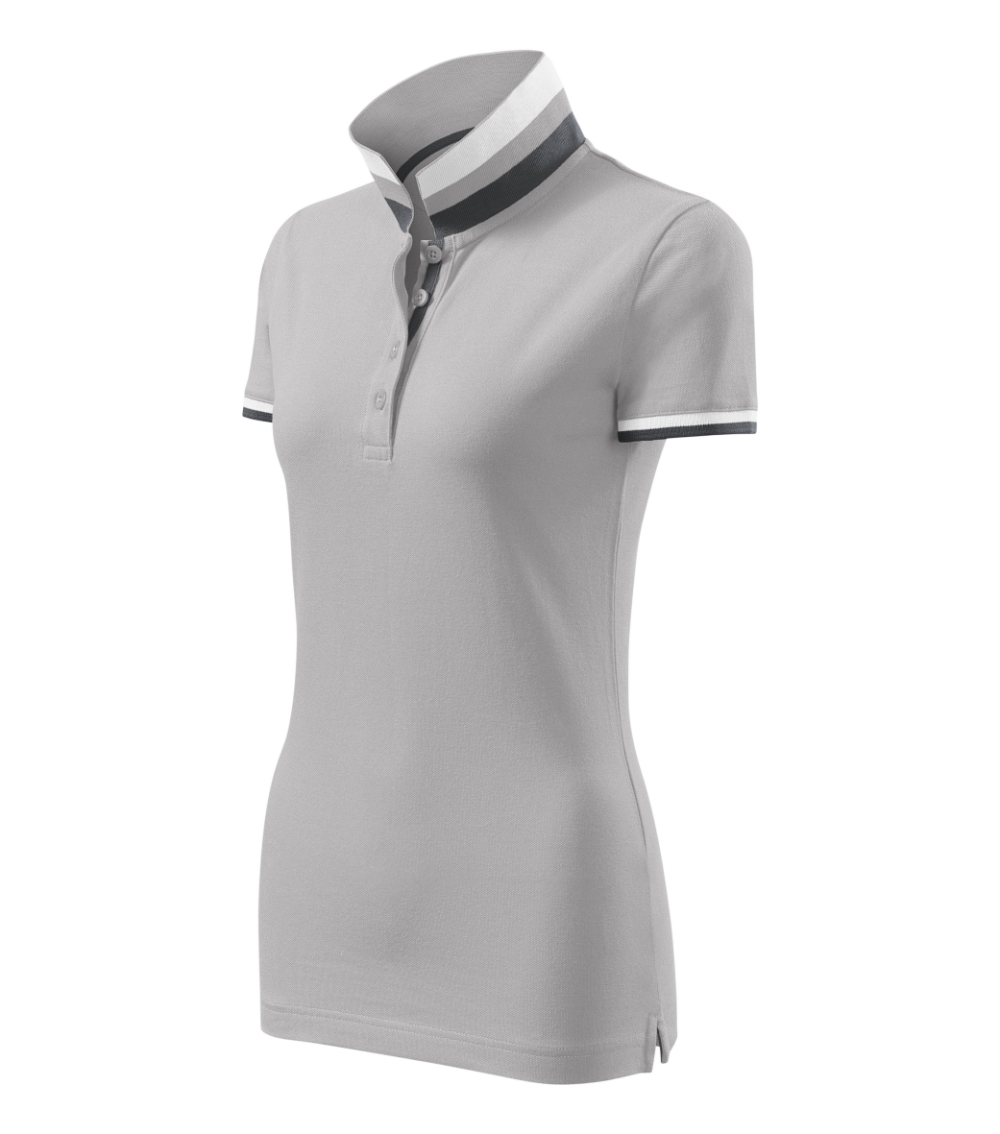 Koszulka polo damska Collar Up P027897F silver gray