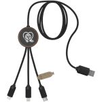 SCX.design C36 przedłużany kabel do ładowania z podświetlanym logo 3-w-1 rPET i z okrągłą bambusową obudową P075796C