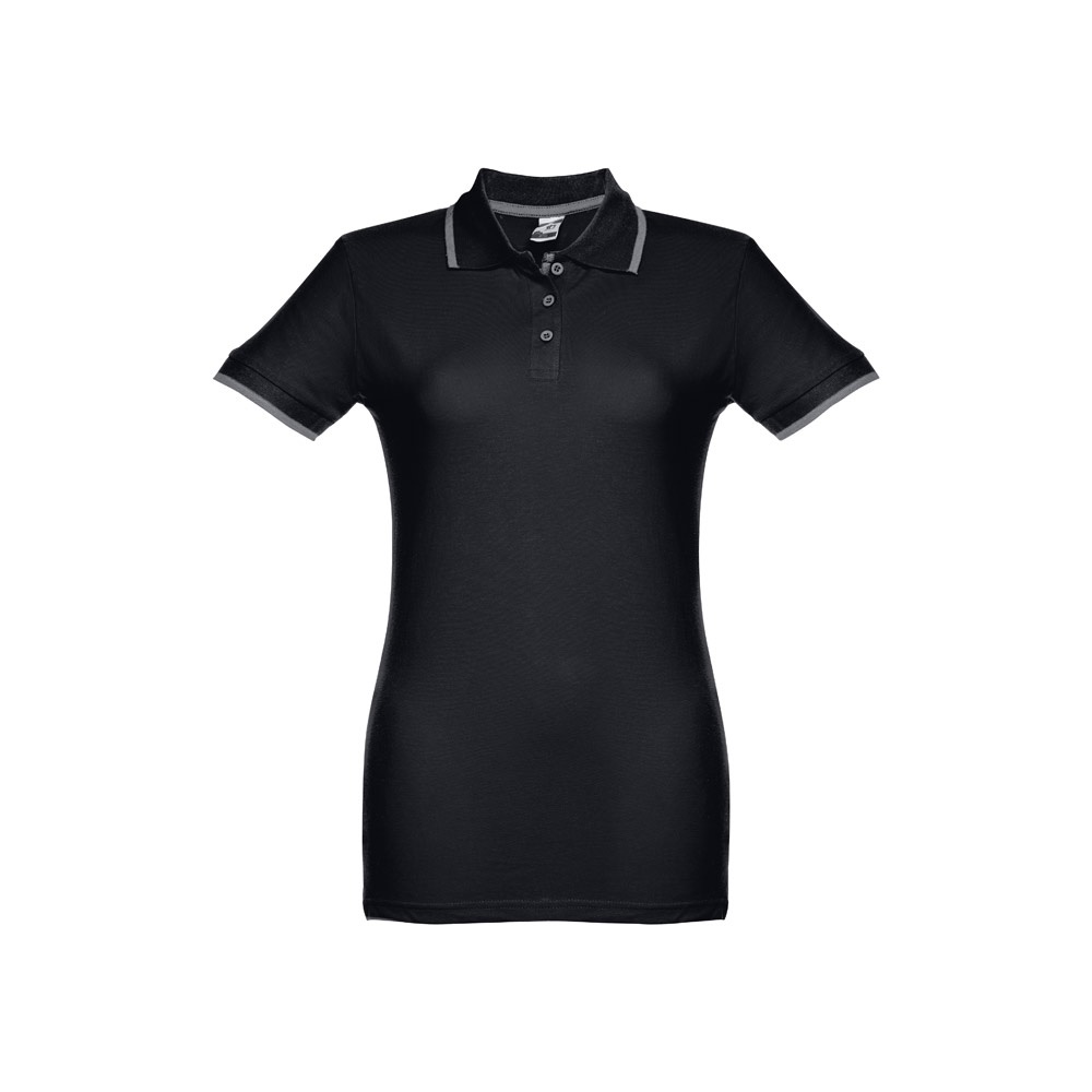 THC ROME WOMEN. Damski slim fit polo t-shirt P033187S czarny