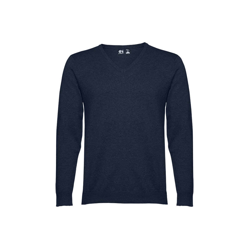 THC MILAN. Męski sweter V-neck z bawełny i poliamidu P033323S granatowy