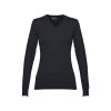 THC MILAN WOMEN. Damski sweter z dekoltem V-neck z bawełny i poliamidu P033343S czarny