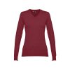 THC MILAN WOMEN. Damski sweter z dekoltem V-neck z bawełny i poliamidu P033343S burgund
