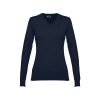 THC MILAN WOMEN. Damski sweter z dekoltem V-neck z bawełny i poliamidu P033343S granatowy