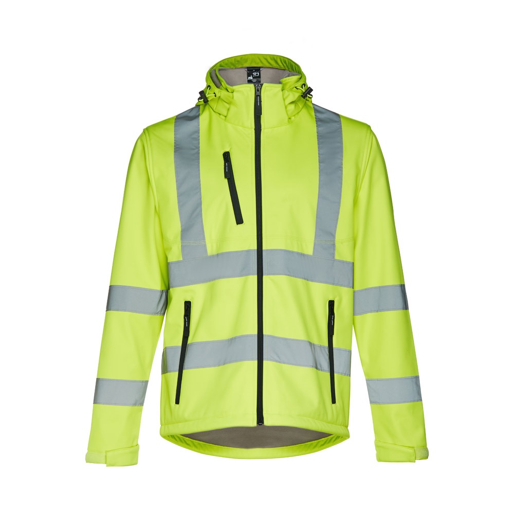 THC ZAGREB WORK. Kurtka softshell o wysokiej widoczności (unisex) P034113S fluorescencyjny żółty