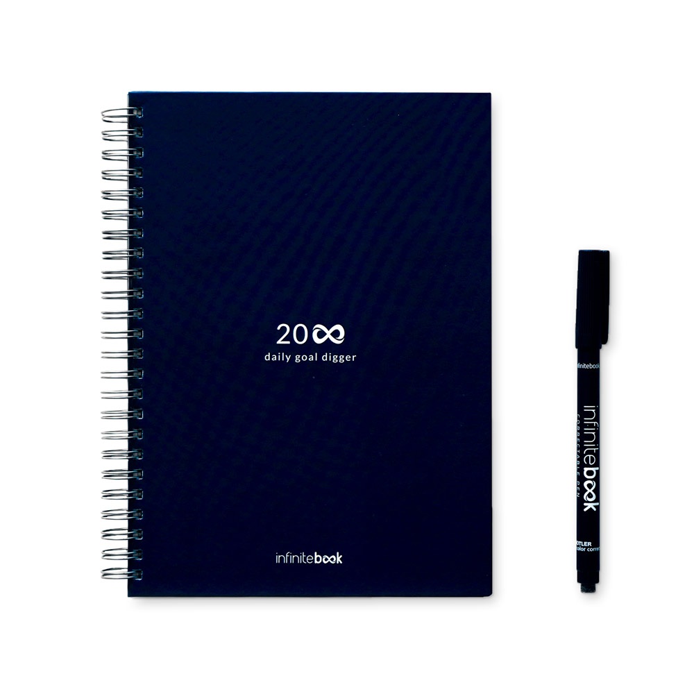 STARTER KIT INFINITE PLANNER A5. Zestaw zawiera „Infinite Diary”, zestaw do czyszczenia, marker i uchwyt na marker P083910S granatowy