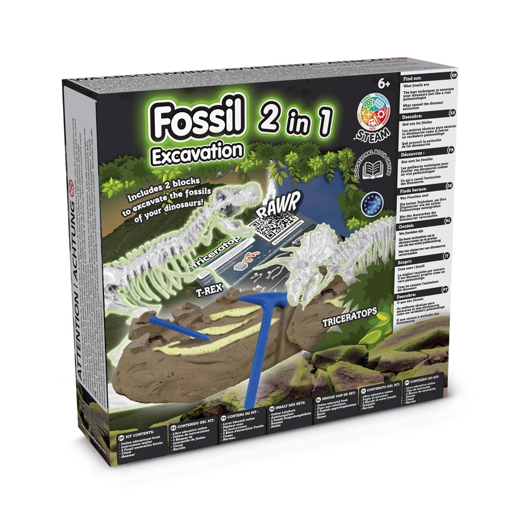 2 in 1 Fossil Excavation Kit I. Gra edukacyjna dla dzieci P066927S