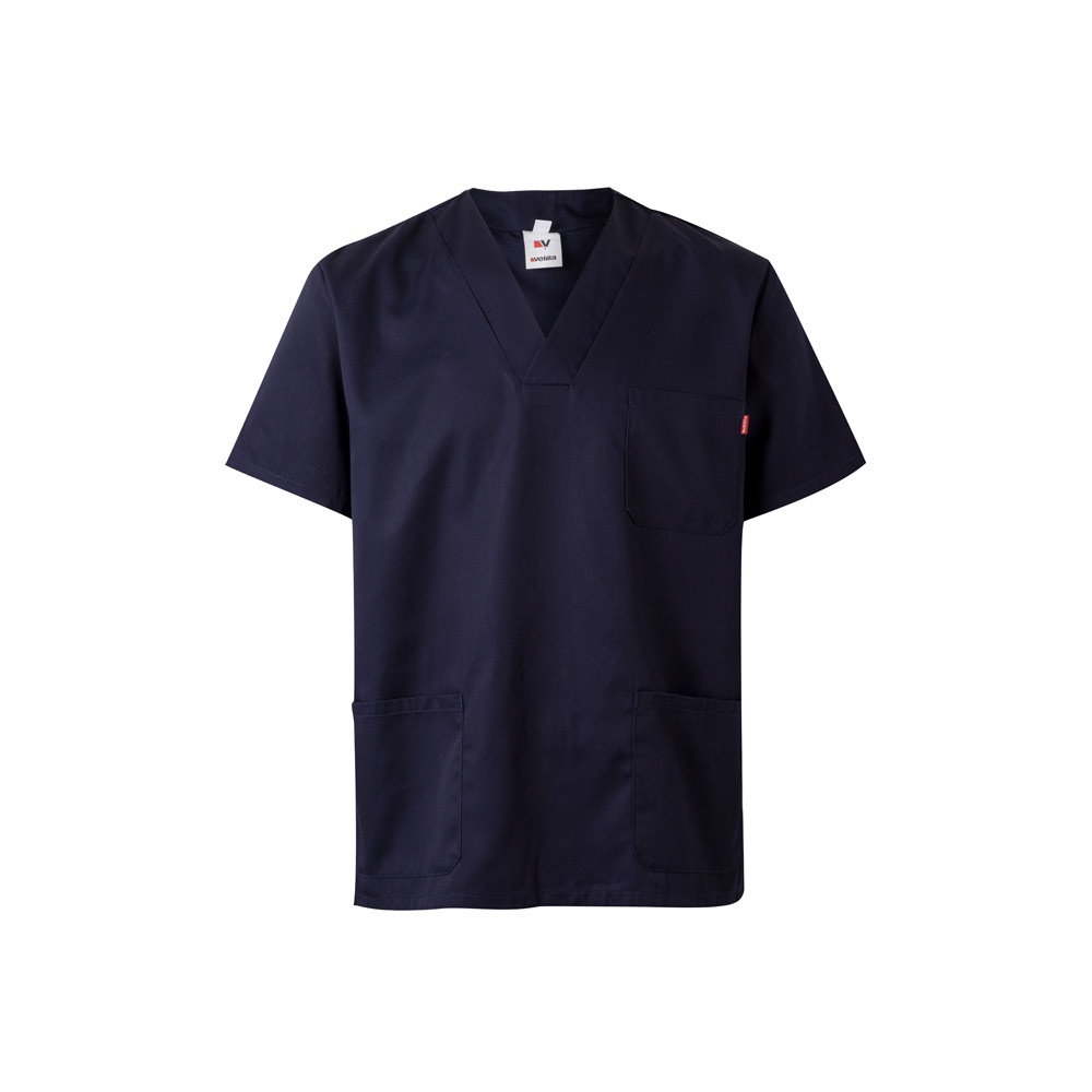 VL ILLAPA. Tunika twillowa (190 g/m²) z krótkim rękawem, z poliestru (65%) i bawełny (35%) P097009S granatowy