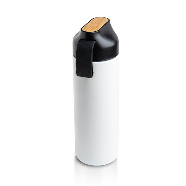 Butelka 600ml termiczna z bambusowym detalem / Drinko P092040P biały