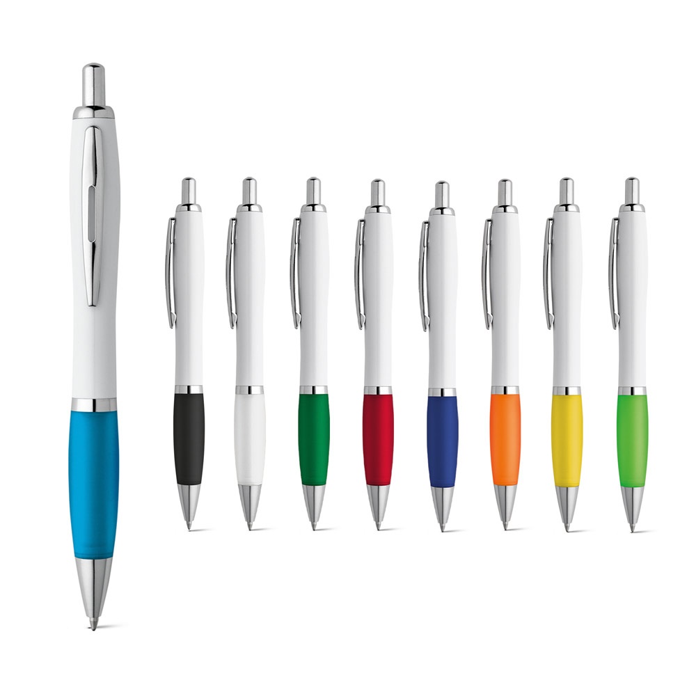 MOVE BK. Biały długopis wykonany z ABS z metalowym klipem P035266S ST-81161-W