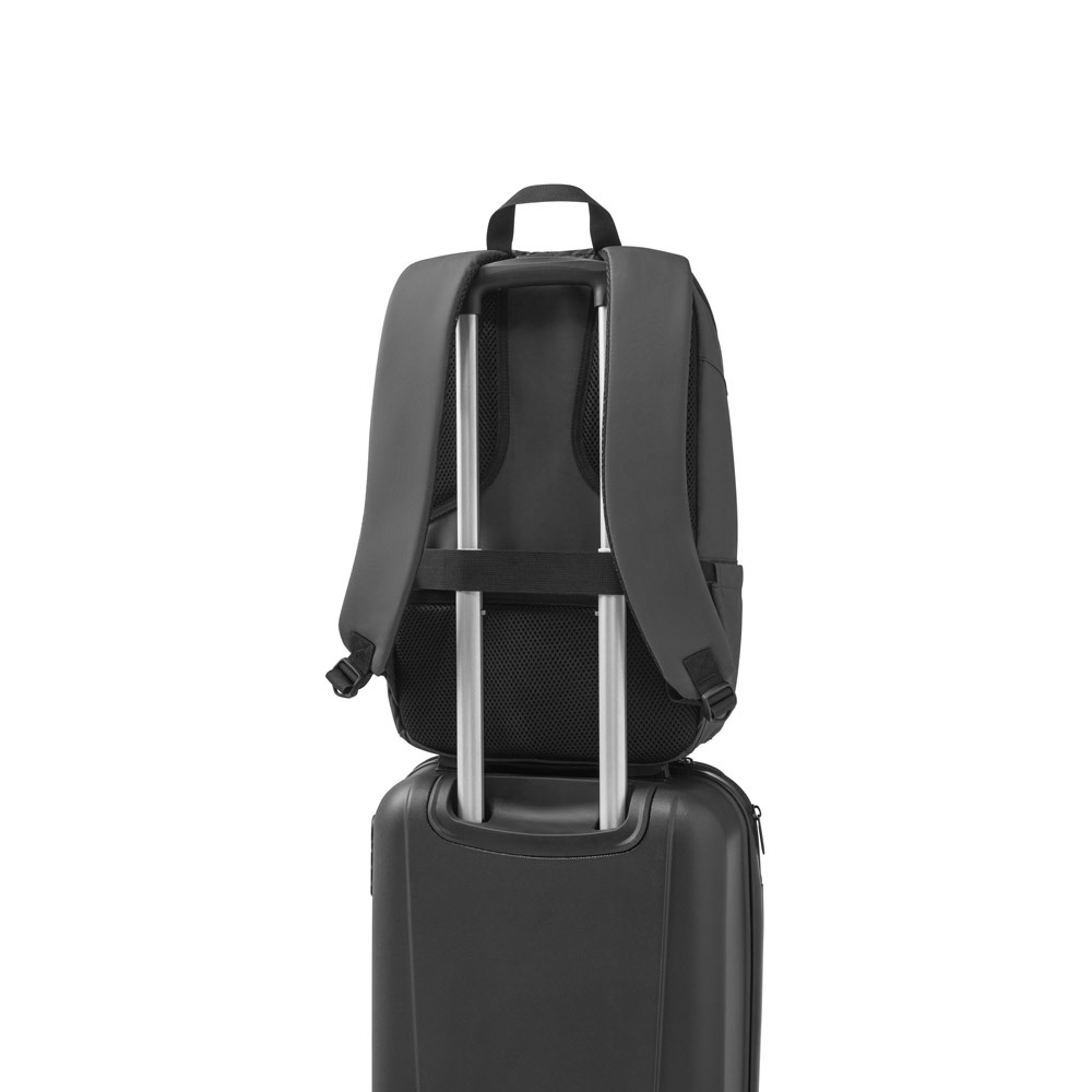 TOULON. Plecak na notebooka wykonany z wysokiej gęstości materiału 600D poliester z recyklingu z wodoodpornym wykończeniem 16" P083109S