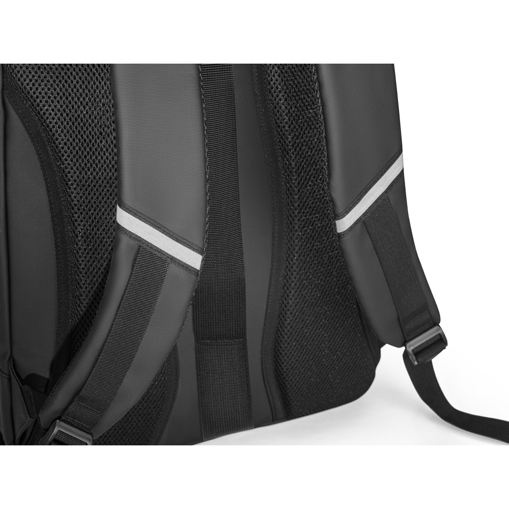 KAMPALA. Plecak na laptopa wykonany z poliestru 900D o wysokiej gęstości z recyklingu, z wodoodporną powłoką i podszewką z poliestru 210D z recyklingu 17'3" P097475S