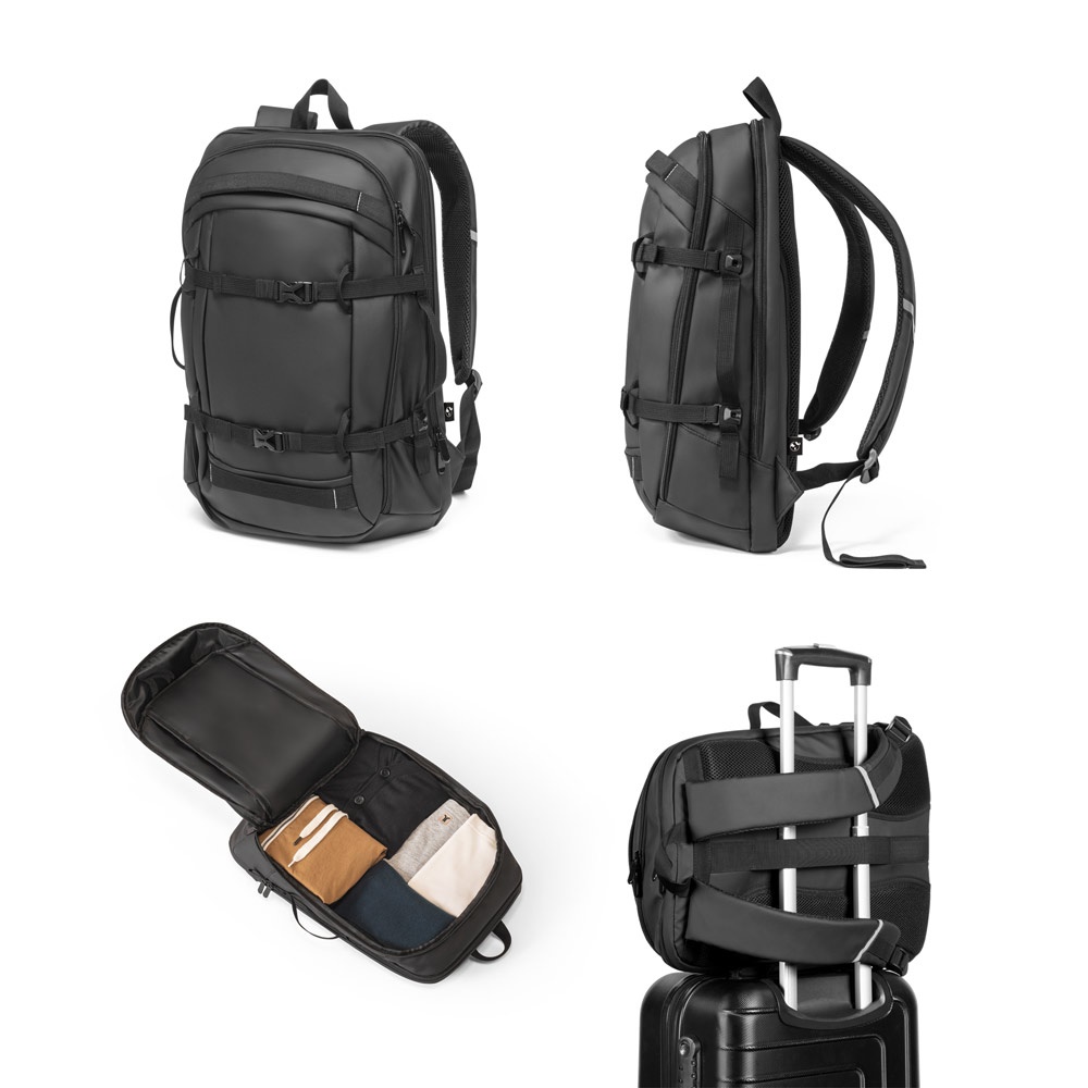 KAMPALA. Plecak na laptopa wykonany z poliestru 900D o wysokiej gęstości z recyklingu, z wodoodporną powłoką i podszewką z poliestru 210D z recyklingu 17'3" P097475S ST-92363-103