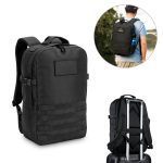 EDINBURGH BPACK. Plecak w stylu wojskowym wykonany z 600D, poliestru z recyklingu o wysokiej gęstości i podszewki z 210D poliestru z recyklingu 17'3' P097507S