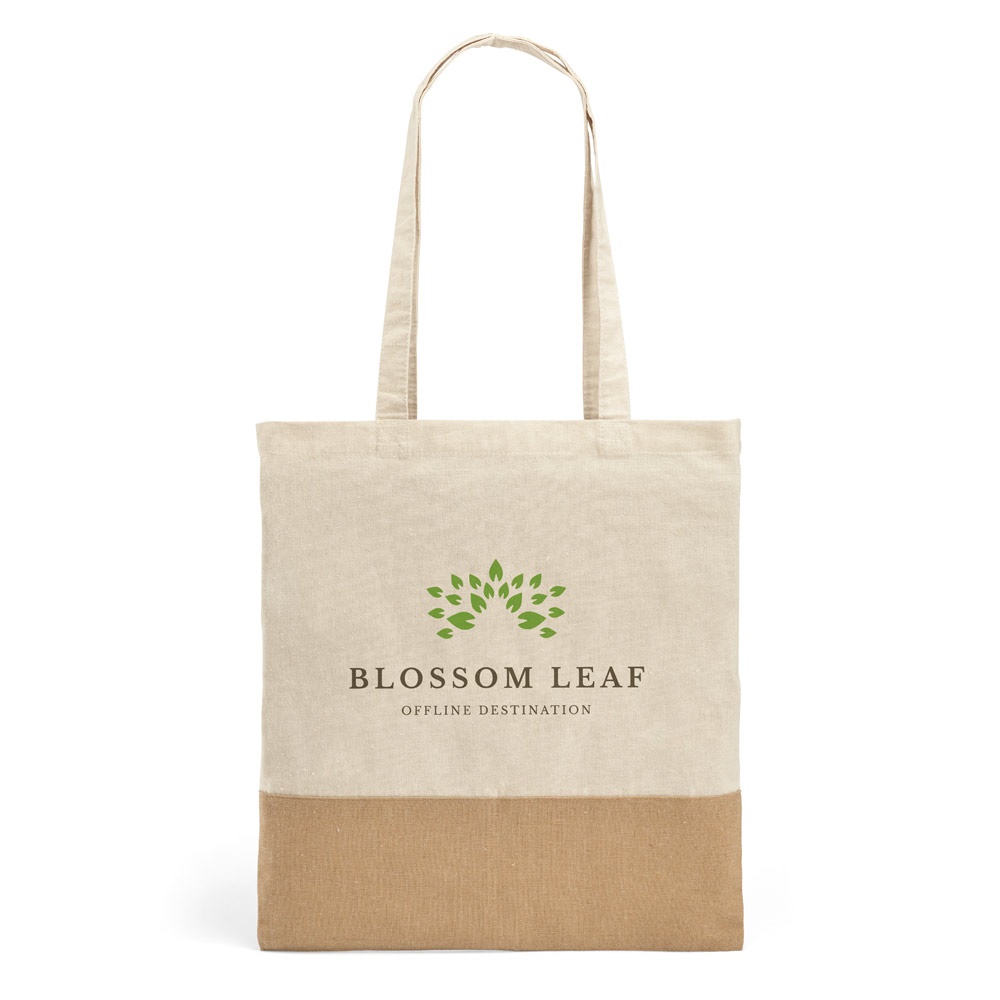 MERCAT. Torba ze 100% bawełny (160 g/m²) z detalami z imitacji juty P036345S